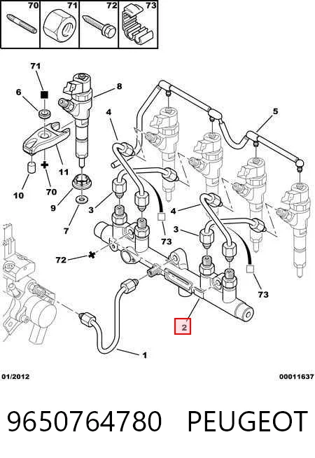 9650764780 Peugeot/Citroen Distribuidor de combustível (rampa)