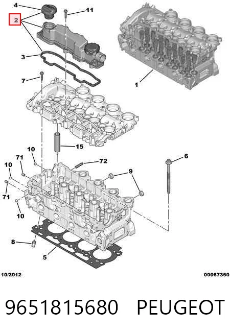 9651815680 Peugeot/Citroen Tampa de válvulas
