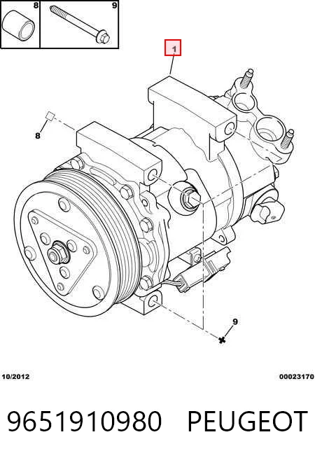 9651910980 Peugeot/Citroen Compressor de aparelho de ar condicionado