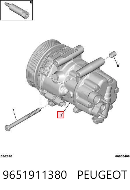9651911380 Peugeot/Citroen Compressor de aparelho de ar condicionado