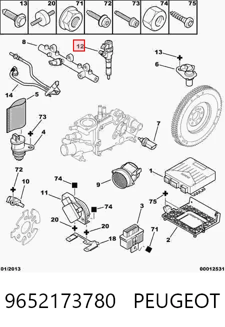 Injetor de injeção de combustível 9652173780 VAG
