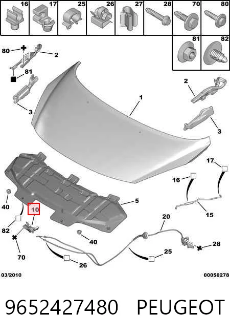 Fecho da capota para Peugeot 207  WA, WC