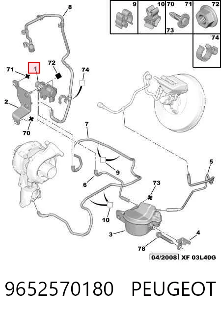 9652570180 Peugeot/Citroen Convertidor de pressão (solenoide) de supercompressão