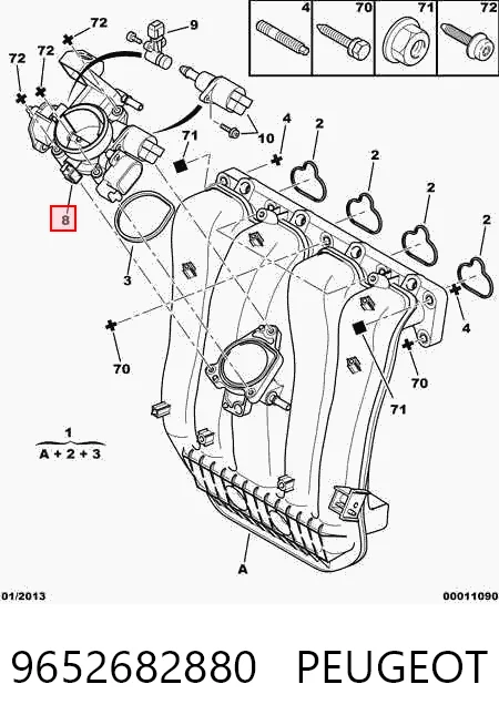 9652682880 Peugeot/Citroen Válvula de borboleta montada