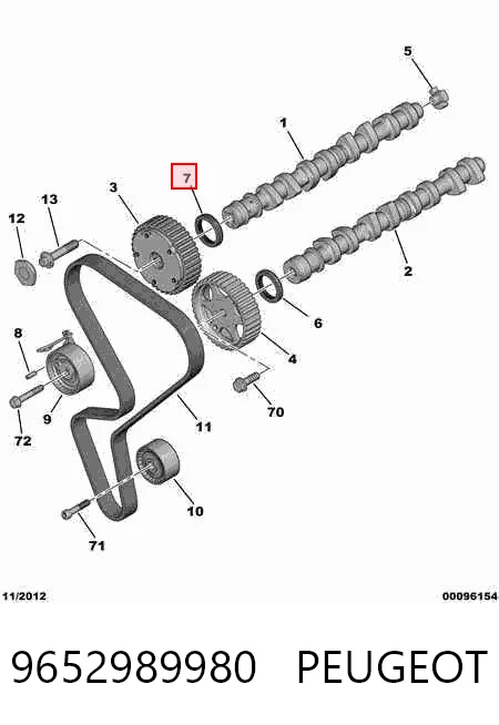 9652989980 Peugeot/Citroen Vedação da árvore distribuidora de motor
