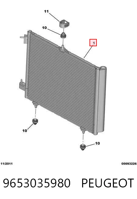 9653035980 Peugeot/Citroen Radiador de aparelho de ar condicionado