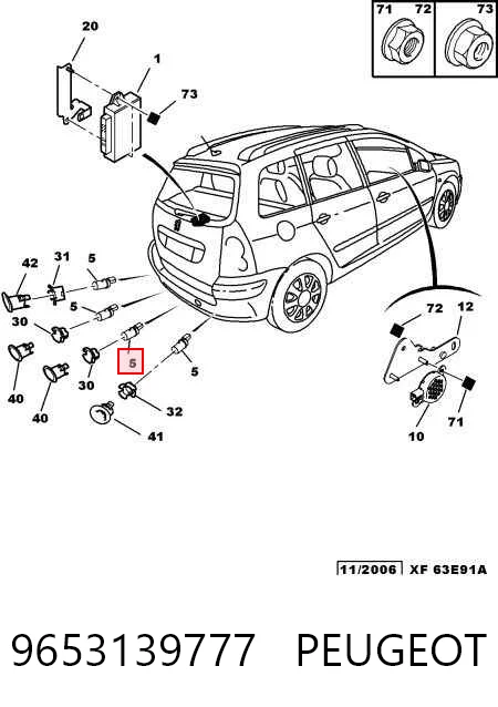 9653139777 Peugeot/Citroen Sensor traseiro de sinalização de estacionamento (sensor de estacionamento)