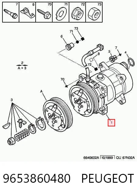 9653860480 Peugeot/Citroen Compressor de aparelho de ar condicionado