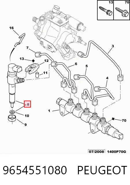 9654551080 Peugeot/Citroen Injetor de injeção de combustível