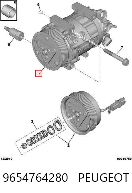 9654764280 Peugeot/Citroen Compressor de aparelho de ar condicionado
