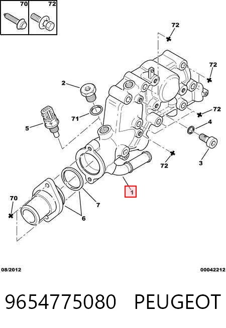 9654775080 Peugeot/Citroen Caixa do termostato
