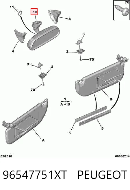 Espelho de salão interno para Peugeot 307 SW 3H