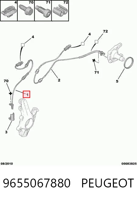 9655067880 Peugeot/Citroen Sensor dianteiro de ABS