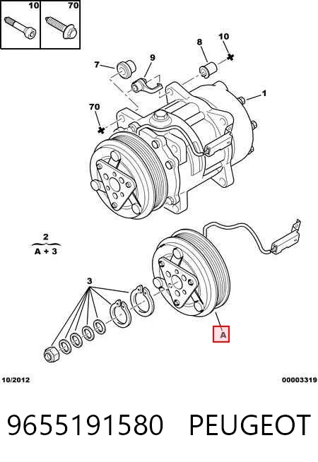 9655191580 Peugeot/Citroen Compressor de aparelho de ar condicionado