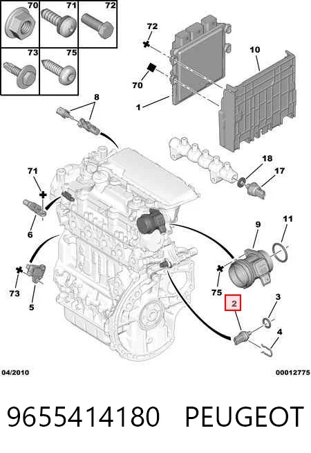 9655414180 Peugeot/Citroen Sensor de temperatura do fluido de esfriamento