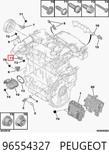 96554327 Peugeot/Citroen Sensor de temperatura da mistura de ar