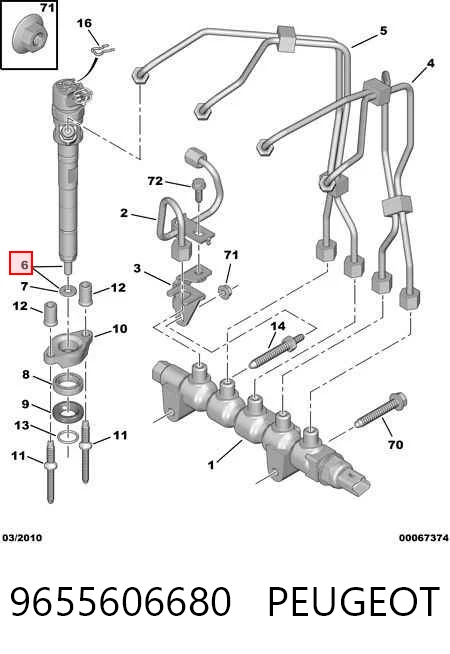 9655606680 Peugeot/Citroen Injetor de injeção de combustível