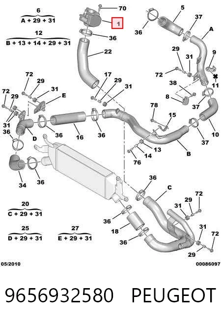 9656932580 Peugeot/Citroen Válvula de borboleta montada