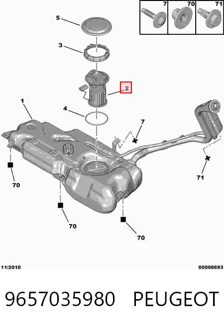 9657035980 Peugeot/Citroen Módulo de bomba de combustível com sensor do nível de combustível