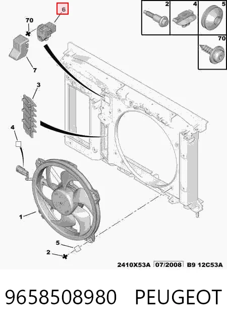 9658508980 Peugeot/Citroen Regulador de revoluções de ventilador de esfriamento (unidade de controlo)