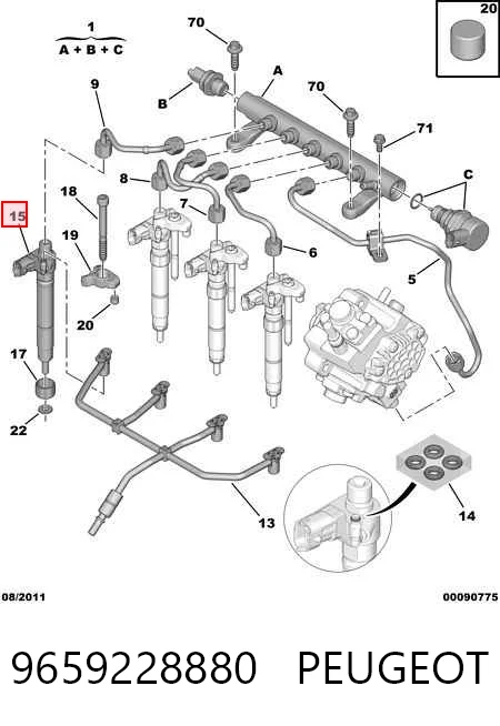 Compre 9659228880 Fiat/Alfa/Lancia Injetor de injeção de combustível