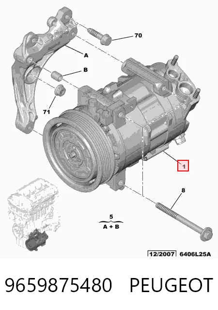 9659875480 Peugeot/Citroen Compressor de aparelho de ar condicionado