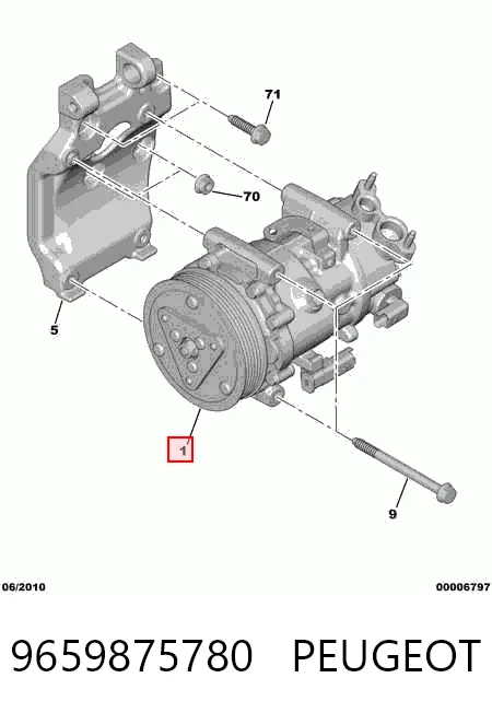 9659875780 Peugeot/Citroen Compressor de aparelho de ar condicionado