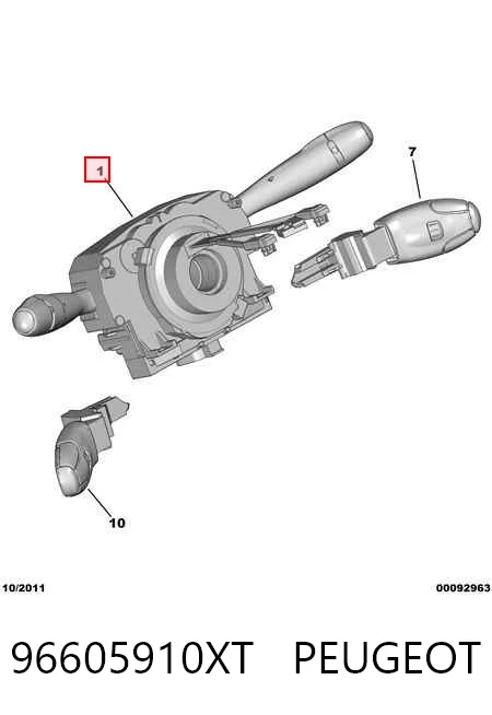 96605910XT Peugeot/Citroen Comutador instalado na coluna da direção, montado
