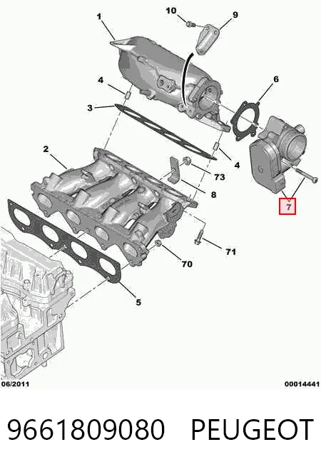 9661809080 Peugeot/Citroen Válvula de borboleta montada