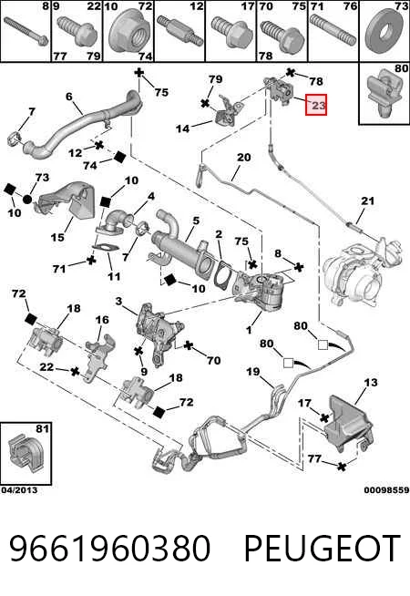9661960380 Peugeot/Citroen Convertidor de pressão (solenoide) de supercompressão