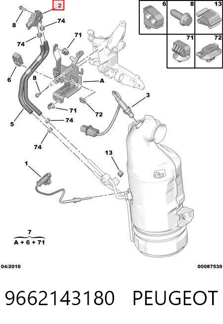 9662143180 Peugeot/Citroen Sensor de pressão dos gases de escape
