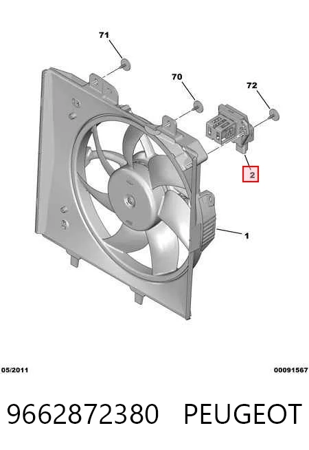 9662872380 Peugeot/Citroen Regulador de revoluções de ventilador de esfriamento (unidade de controlo)