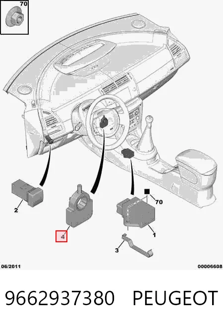 Sensor do ângulo de viragem do volante de direção 9662937380 VAG