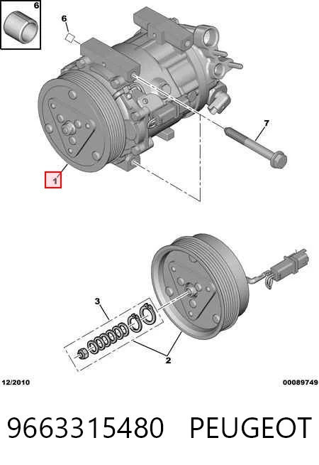 9663315480 Peugeot/Citroen Compressor de aparelho de ar condicionado