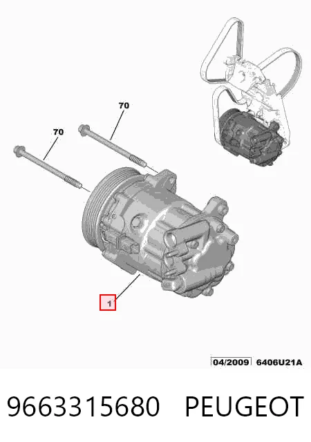 9663315680 Peugeot/Citroen Compressor de aparelho de ar condicionado