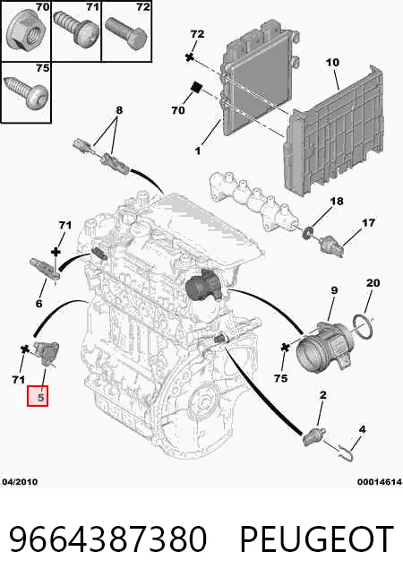 9664387380 Peugeot/Citroen Sensor de posição (de revoluções) de cambota