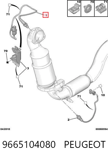 9665104080 Peugeot/Citroen Sonda lambda, sensor de oxigênio até o catalisador