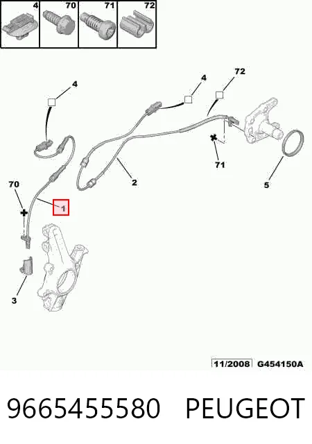 9665455580 Peugeot/Citroen Sensor dianteiro de ABS