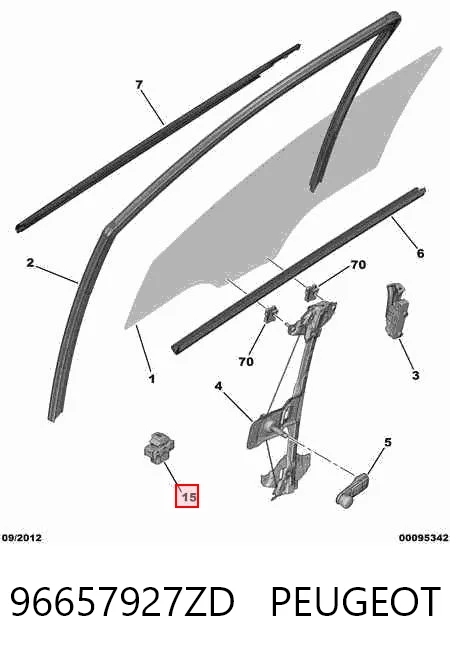 96657927ZD Peugeot/Citroen Botão dianteiro esquerdo de ativação de motor de acionamento de vidro