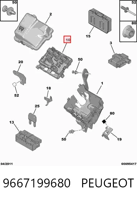 9667199680 Peugeot/Citroen Unidade de dispositivos de segurança