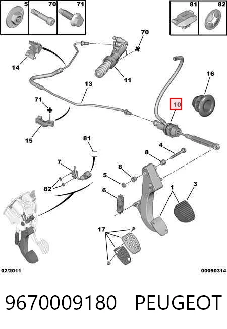 Cilindro mestre de embraiagem para Peugeot 308 4A, 4C