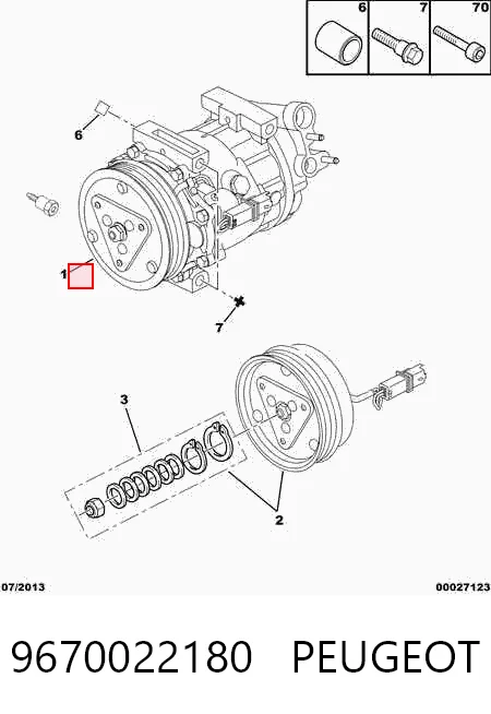 9670022180 Peugeot/Citroen Compressor de aparelho de ar condicionado