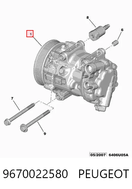 9670022580 Peugeot/Citroen Compressor de aparelho de ar condicionado