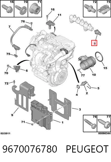 9670076780 Peugeot/Citroen Sensor de pressão de combustível