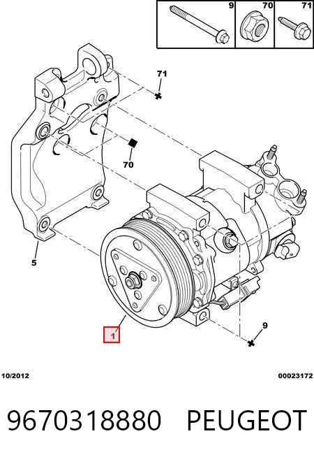 9670318880 Peugeot/Citroen Compressor de aparelho de ar condicionado