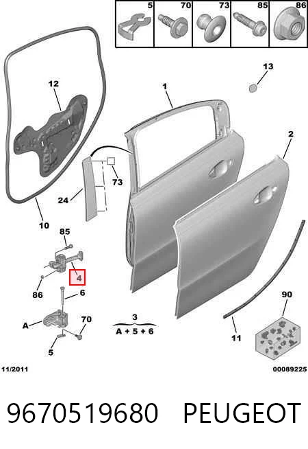 9670519680 Peugeot/Citroen Limitador traseiro de abertura de porta