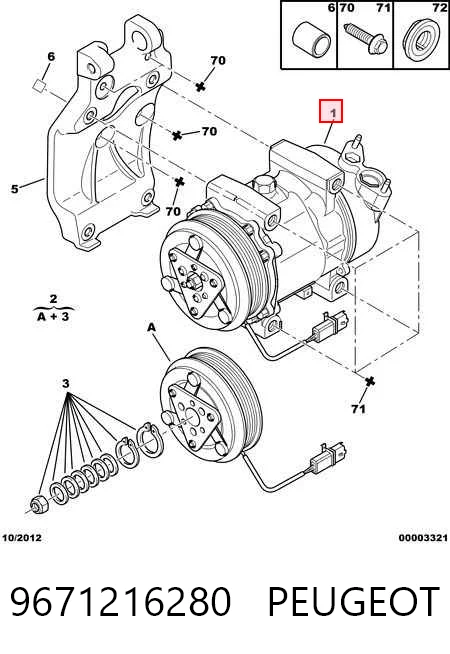 9671216280 Peugeot/Citroen Compressor de aparelho de ar condicionado