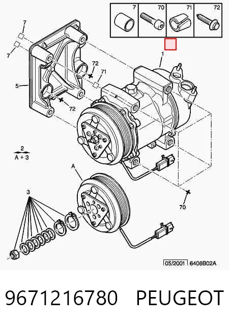 9671216780 Peugeot/Citroen Compressor de aparelho de ar condicionado