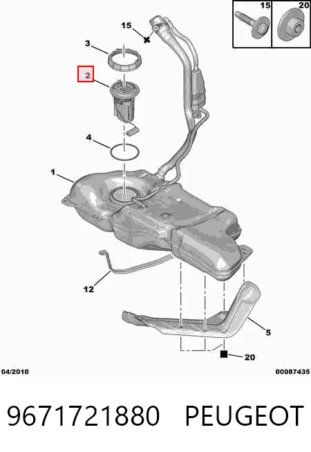 Sensor do nível de combustível no tanque para Citroen C4 