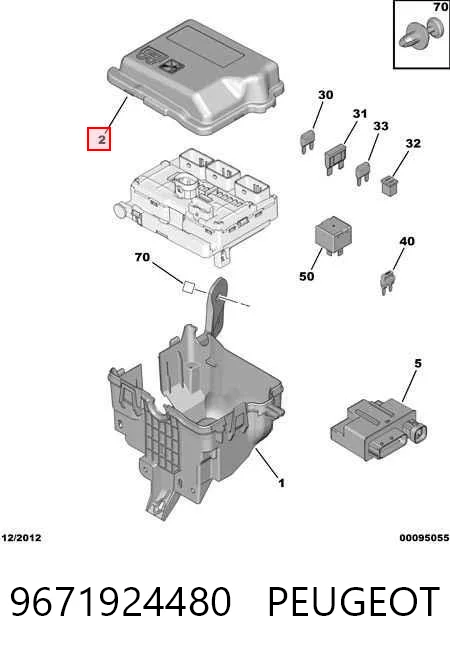 9671924480 Peugeot/Citroen Tampa de unidade de dispositivos de segurança